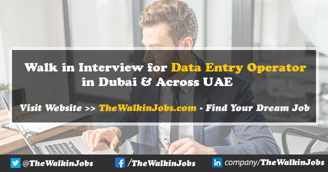 Walk in Interview for the Data Entry Operator