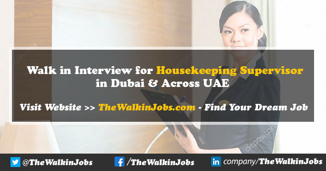 Housekeeping Supervisor Jobs in Dubai