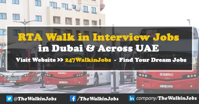 RTA Walk in Interview Jobs